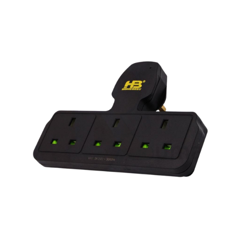 تحويلة قسام فيش 13 امبير 3 فتحات HB لون اسود