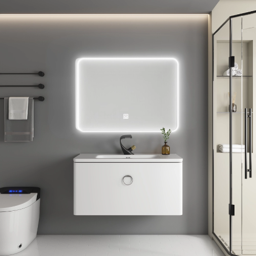 مغسلة ديكور 100 سم مرايه لد لون ابیض