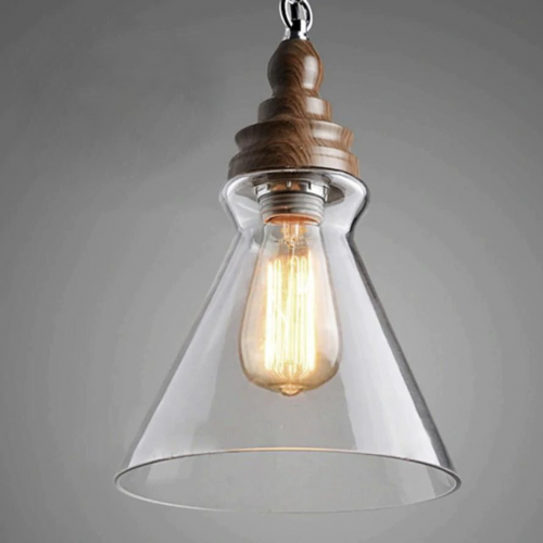 انارة معلقة E27 قزاز شفاف جلاس وود Glass Wood من ر...