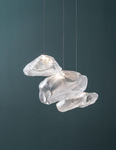 انارة معلقة E27 قزاز شفاف روك Rock من روسلين