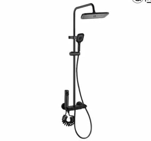 مسطرة دش اسود مربع كامل مع سماعة وخلاط وشطاف جمس