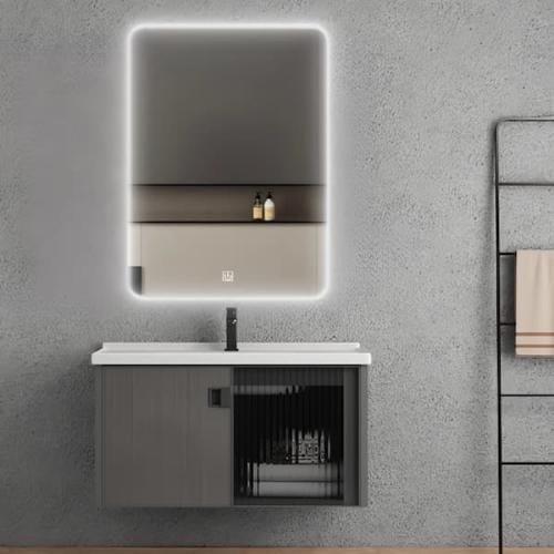 مغسلة ديكور مرايه لد لون رمادي