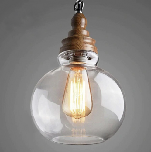 انارة معلقة E27 قزاز شفاف جلاس وود Glass Wood من ر...