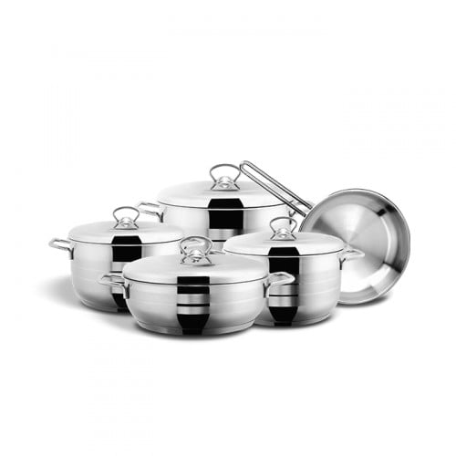 مستر كوك طقم قدور طهي ستانلس ستيل 9 قطع تركي - BA1...