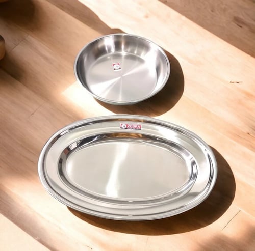 زيبرا صحن تقديم سرويس بيضاوي ستانلس ستيل متعدد الم...