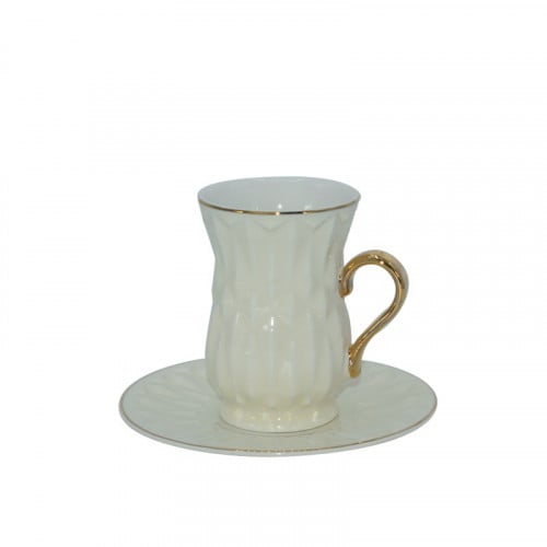 طقم فناجين شاي بورسلان مع صحون روز 12 قطعه