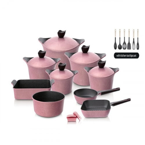 نيوفلام ايني جرانيت أواني طبخ كوري 20 قطعة متعدد ا...