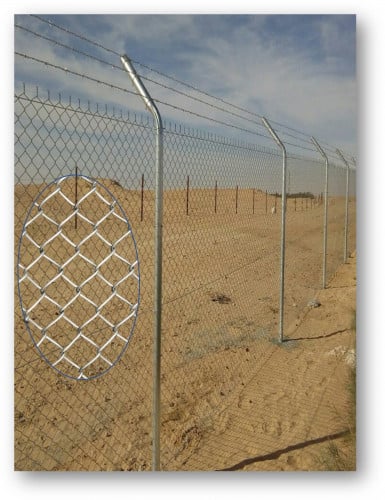 بالمتر الطولي-شبك مجلفن ارتفاع 2.5م مع شائك