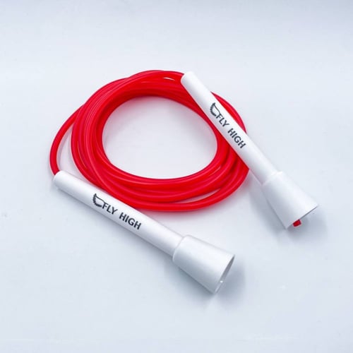 حبل نط خفيف أحمر مقابض أبيض