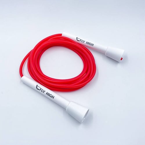 حبل نط خفيف أحمر مقابض أبيض