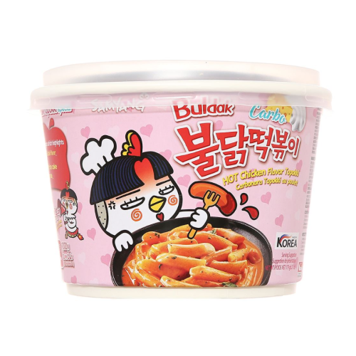 كعك الارز توبوكي مع صلصة كاربونارا