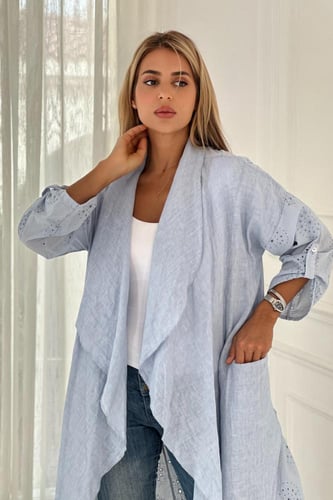 كيمونو لينن ايطالي ازرق