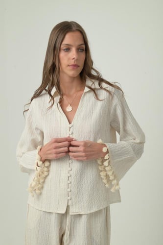 طقم بنطلون وبلوزة سكري