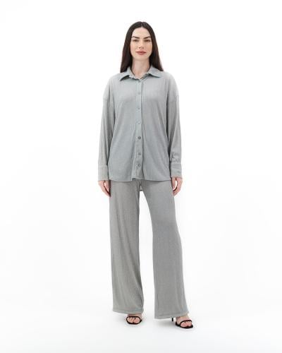 طقم فضي بلمعة