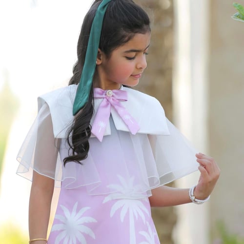 فستان بناتي شيفون بطبعة معالم المملكة