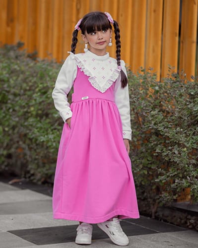 مريول وردي شتوي _ مريول زينة