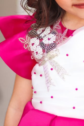 فستان الأميرة الجميلة _فستان فوشي بتطريز _فستان اط...