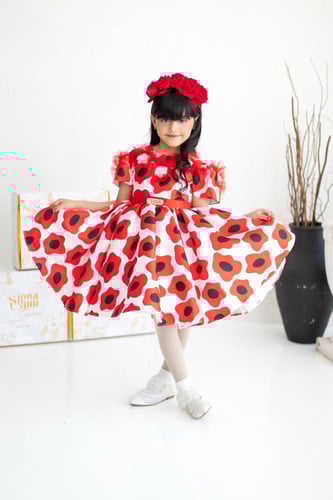 فستان ملاذ _فستان بالورد الأحمر