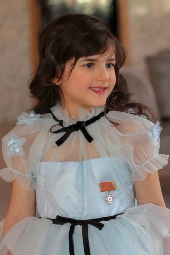 فستان اطفال باللون السماوي