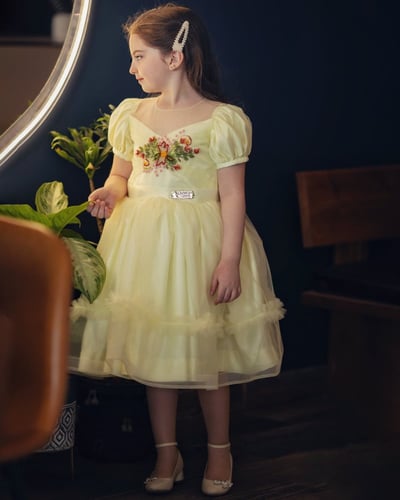 فستان ليموني بتطريز ملون من سيرما - sirma