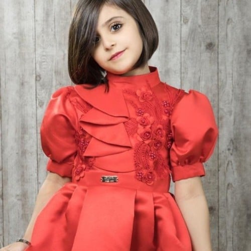 فستان أحمر للأطفال- فستان أطفال تطريز صيفي للسهرات...