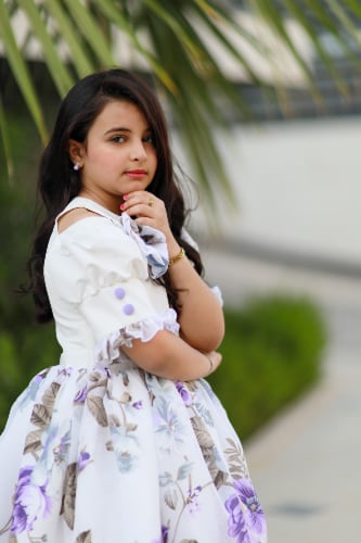 فستان بناتي مشجر موف - فستان للحفلات والمناسبات