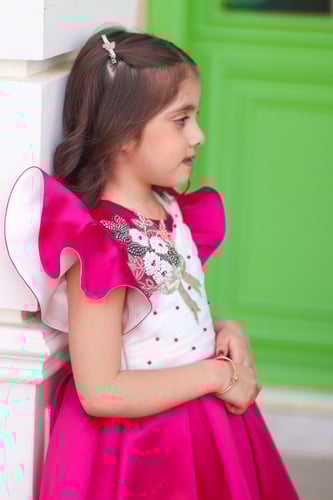 فستان الأميرة الجميلة _فستان فوشي بتطريز _فستان اط...