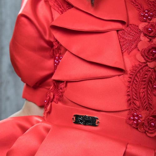 فستان أحمر للأطفال- فستان أطفال تطريز صيفي للسهرات...