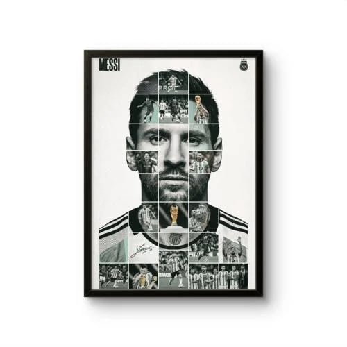 Lionel Messi Legendary Career Mosaic Framed Wall Art