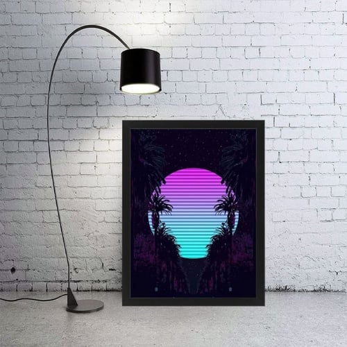 لوحة جدارية مع برواز تظهر مسار به اشجار ب الوان مم...