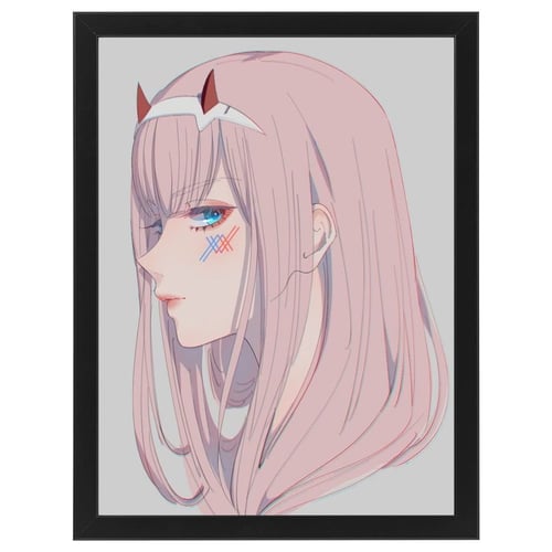 لوحة جدارية فنية Zero Two زيرو تو برواز ابيض ، اسو...