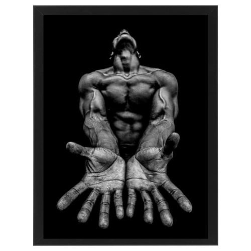 لوحة جدارية فنية Boxing Hands ملاكمة برواز ابيض ،...