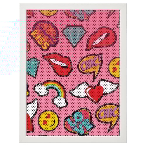 لوحة جدارية فنية Emoji ايموجي برواز ابيض ، اسود