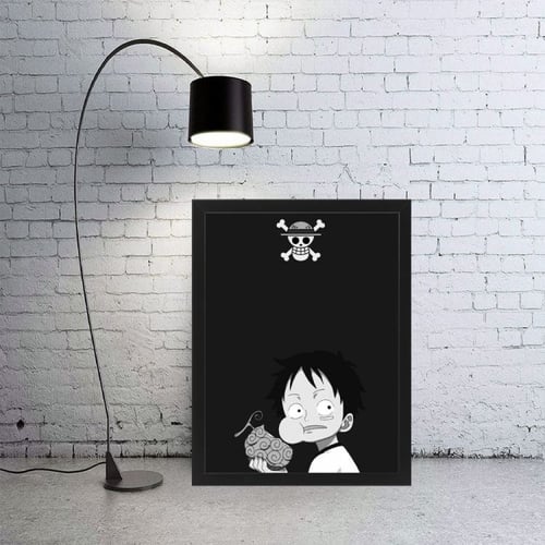 لوحة جدارية فنية One Pece ون بيس برواز ابيض ، اسود
