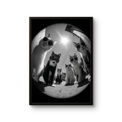 بوستر عصابة القطط (The Cats Gang) - أبيض وأسود بتص...