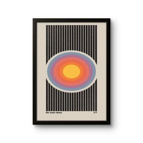 No Bad Vibes Modern Wall Art - Retro Geometric Design