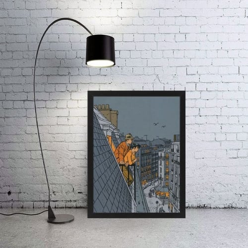 لوحة جدارية فنية City Yard ساحة المدينة برواز ابيض...