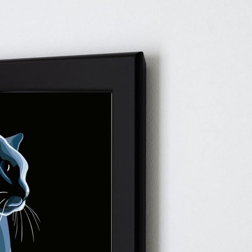 لوحة جدارية فنية White Cat قط ابيض برواز ابيض ، اس...