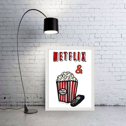 لوحة جدارية فنية Netflix نتفليكس برواز ابيض ، اسود
