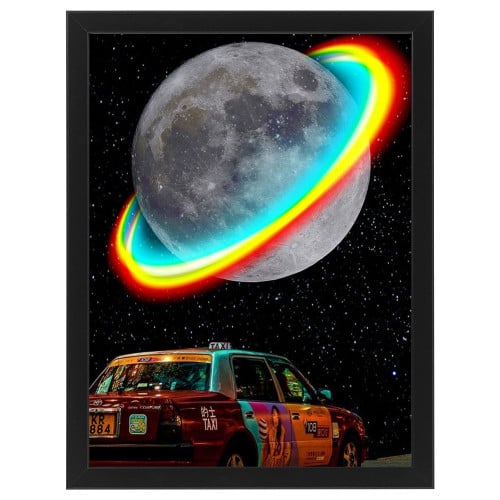 لوحة جدارية فنية Space Earth Neon بتصميم الفضاء مض...