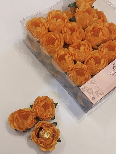 فلورا ورد ورقي للتوزيعات,40 وردة في البكت لون برتق...