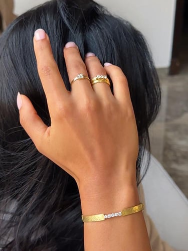 Twins- Princess Ring With Three Diamonds