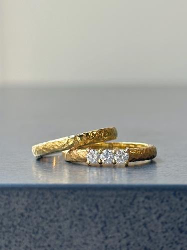 Twins- Princess Ring With Three Diamonds