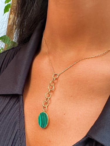 Malachite 21K Y Shape Necklace