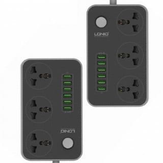 توصيلة كهرباء 3 مداخل مع 6 مداخل usb للشحن من LDNI...
