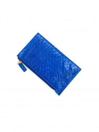 ELECTRIC BLUE SNAKE ZIPPER WALLET