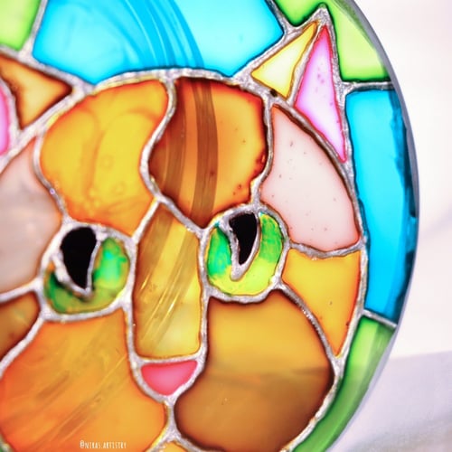 stained glass cat كوستر