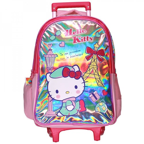 شنطة ترولي 17 انش وردي مع مقلمية - هيلوكيتي