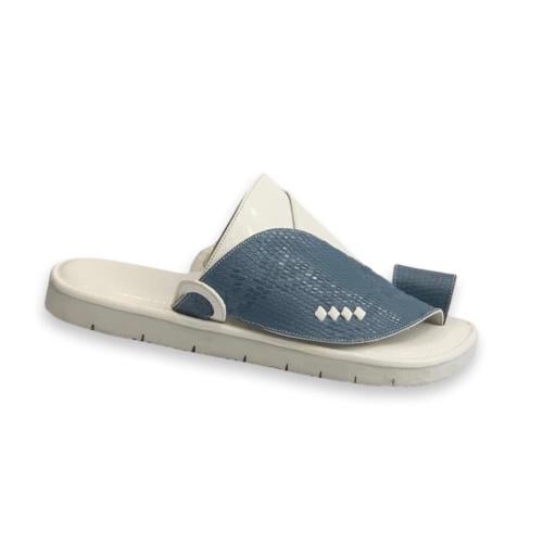 حذاء زبيري شرقي جلد ثعبيان ابيض ع سماوي