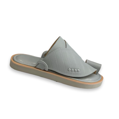 حذاء زبيري جلد مقلم رصاصي